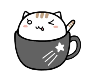 😣 gato, xícara, fofo, animal, kawaii, gatinho telegram sticker