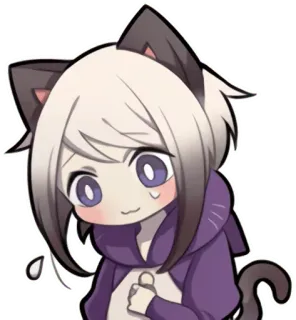😖 Oreilles de chat, Fille anime, Kawaii, Chibi, Mignon, Autocollant whatsapp sticker