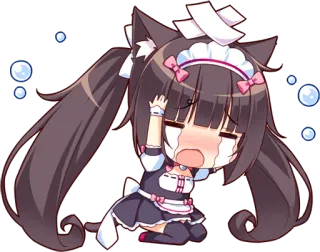 🤕 アニメ, 猫耳, 泣く, メイド, かわいい, ちび, 涙 telegram sticker