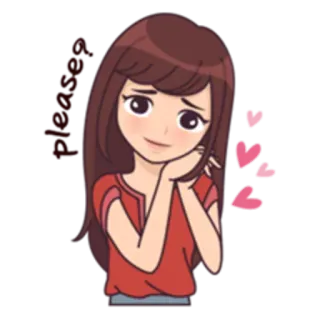 😊 kartun, gadis, cinta, hati, stiker telegram sticker