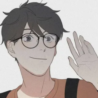 🧸 personne, lunettes, salut, dessin animé, illustration telegram sticker