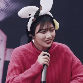 🎟 mulher, sorrindo, orelhas de coelho, microfone, retrato, apresentação telegram sticker