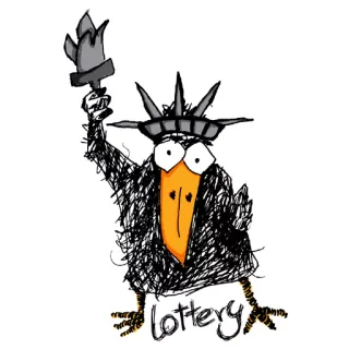😁 lottery bird, statue of liberty, crow, lottery, cartoon, sketch telegram sticker