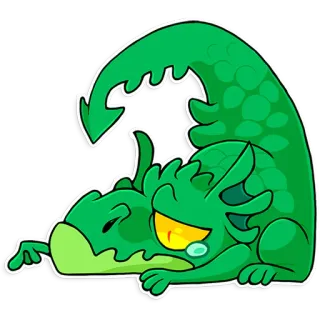 😢 dragão, desenho animado, triste, exausto, fofo, verde telegram sticker