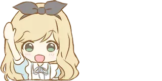 🙋‍♀️ 애니메이션, 치비, 귀여운, 만화, 소녀, 카와이, 손 흔들기 telegram sticker