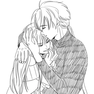 😘 Anime, Umarmung, Liebe, Paar, Zuneigung telegram sticker