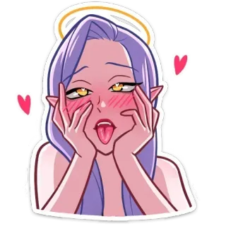 🔞 anime girl, elf, angel, hearts, sticker, cartoon telegram sticker