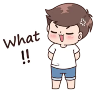😑 What !! 만화, 소년, 질문, 혼란스러움, 귀여운 whatsapp sticker