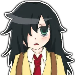 👀 Tomoko Kuroki WataMote Anime, Dziewczyna, Manga, Uczeń, Zawstydzona whatsapp sticker