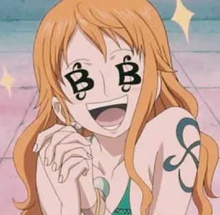 😁 Nami One Piece Нами, One Piece, аниме, деньги, жадный, милый telegram sticker