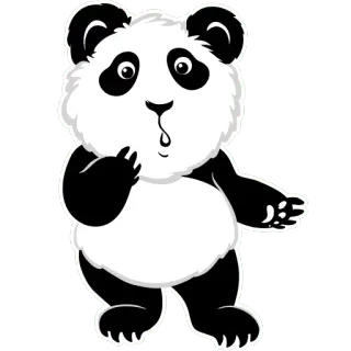 😯 パンダ, 可愛い, 動物, 哺乳類, 白黒, 漫画 telegram sticker
