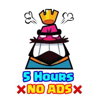 ❌ 5 HOURS
NO ADS clash royale, rey, 5 horas, sin anuncios, juego, juego móvil whatsapp sticker