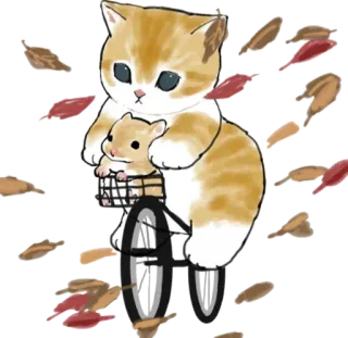 🍂 kucing, hamster, sepeda, daun, lucu, binatang, hewan peliharaan, kartun telegram sticker