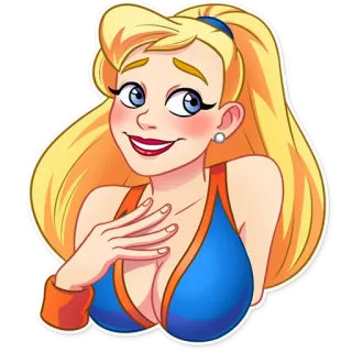 😊 Cartoon, Frau, Blondine, Üppig, Figur, Illustration telegram sticker