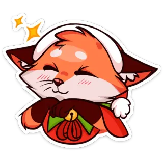 ☺️ renard, noël, fête, dessin animé telegram sticker