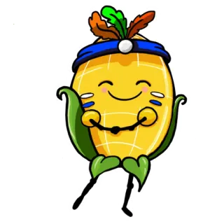 😊 corn, cartoon, food, native american, mascot, indian telegram sticker