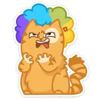 😠 chat, en colère, expression, dessin animé, autocollant, orange, dégoût telegram sticker