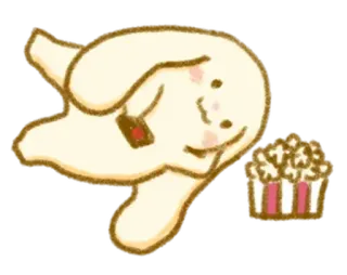 💭 konijn, cartoon, popcorn, schattig, film kijken telegram sticker