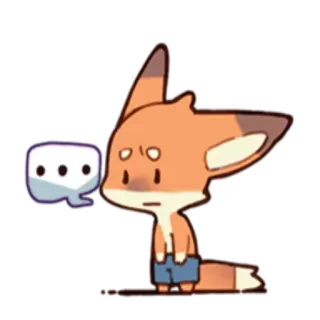 🤔 ... vos, dier, cartoon, schattig, tekstballon, vraag telegram sticker
