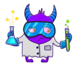 🔬 monster, wissenschaftler, experiment, cartoon, labor, lustig whatsapp sticker