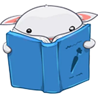 🤤 bunny, rabbit, reading, book, carrot, animal, cute, illustration whatsapp sticker