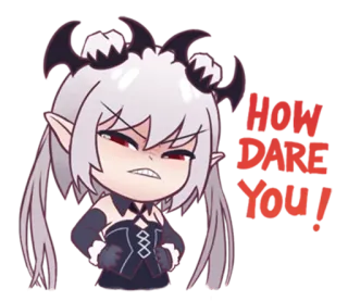 😠 Anime, Démon, Cornes, Colérique, Fille, Chibi telegram sticker