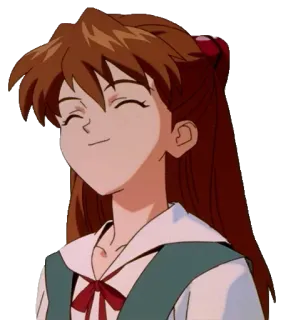 😊 Asuka Langley Soryu Neon Genesis Evangelion animé, dessin animé, fille, joyeux, sourire, cheveux roux whatsapp sticker