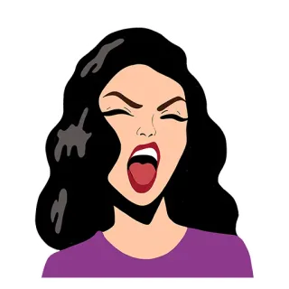 😒 enojado, gritando, mujer, frustrada, expresión, dibujo animado, persona telegram sticker