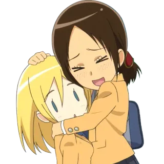😍 anime, cartoon, friendship, hug, affection, women, cartoon women telegram sticker