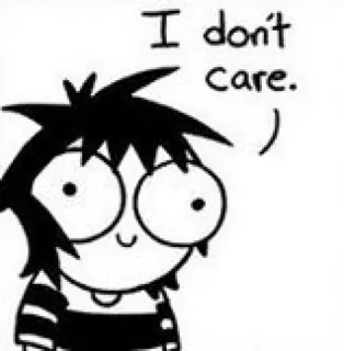 😌 I don't care. desenho animado, indiferença, quadrinhos, sarcasmo, despreocupado, atitude whatsapp sticker