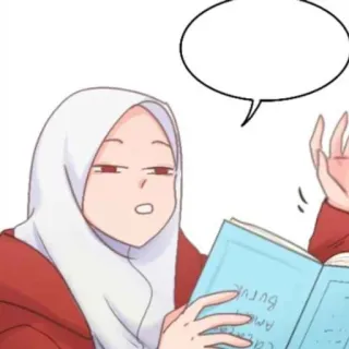ℹ️ kurang ajar buruk cewek, hijab, membaca, indonesia, gaya komik telegram sticker