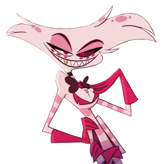 👑 Angel Dust Hazbin Hotel kreskówka, demon, różowy, Hazbin Hotel, Angel Dust telegram sticker