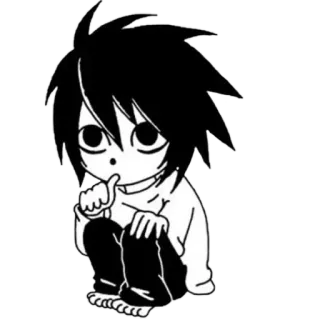 😅 L Lawliet Death Note L Lawliet, Death Note, Anime, Manga, Charakter, Detektiv, süß, Chibi telegram sticker
