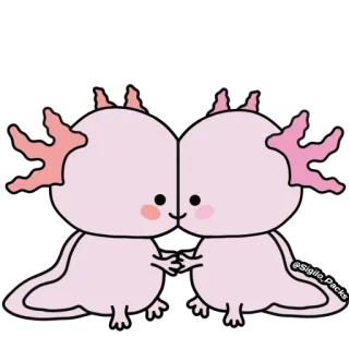 ❤️ ajolote, lindo, dibujos animados, animal, rosa, anfibio whatsapp sticker