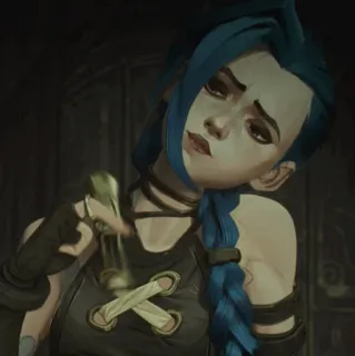 ✖ Jinx Arcane Jinx, Arcane, cartone animato, capelli blu, personaggio telegram sticker