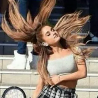 🍼 Ariana Grande ariana grande, singer, hair flip, celebrity, performer, woman, pop star telegram sticker