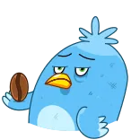 ☕️ burung, kopi, kartun, biru, lucu, hewan, mengantuk telegram sticker
