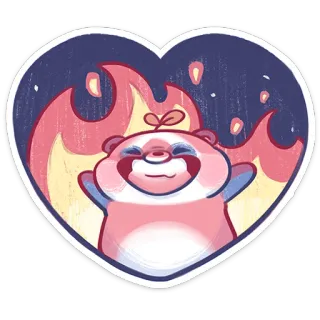 ⭐ panda, bear, fire, love, cute, cartoon, heart telegram sticker