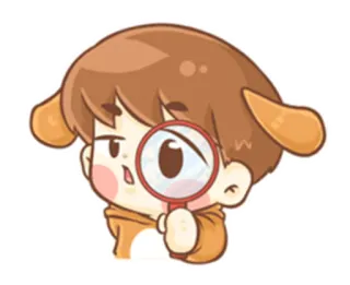 😕 magnifying glass, cartoon, searching, investigating, examining, curious telegram sticker