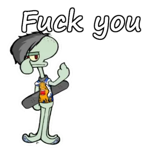 🖕 Squidward Tentacles SpongeBob SquarePants Fuck you cartoon, offensive, middle finger, squidward, spongebob, emo telegram sticker