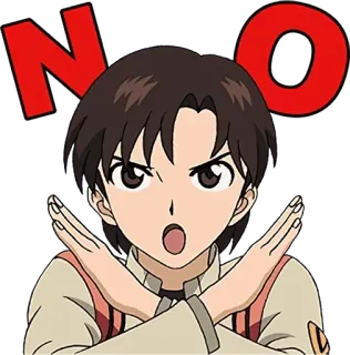 👎 NO Anime, Tidak, Penolakan, Penyangkalan, Melipat tangan telegram sticker