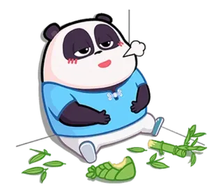🐼 Panda, Dibujos animados, Dormilón, Relajado, Bambú whatsapp sticker