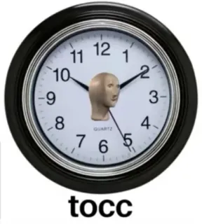 🕘 tocc horloge, mème, stonks, temps whatsapp sticker