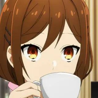 ☕ anime, chica, café, té, linda telegram sticker