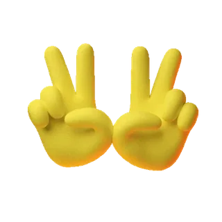🌟 vredesteken, gele hand, overwinningsgebaar, handgebaar, emoji, hand telegram sticker