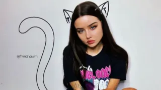 🍷 woman, cat ears, girl, brunette, fashion, model telegram sticker