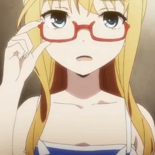 🙀 animé, fille, lunettes, cheveux blonds whatsapp sticker
