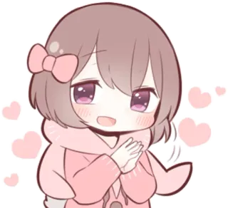 😃 Чиби, Аниме, Милый, Розовый, Сердце, Каваий, Мультик telegram sticker