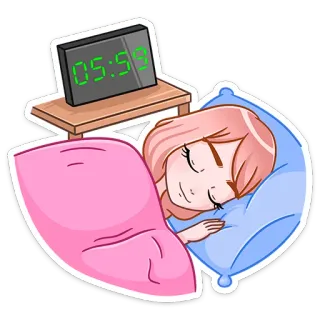 😴 05:59 сон, будильник, кровать, спящий, рано, время, утро telegram sticker