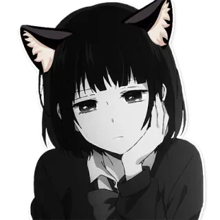 😒 Anime, Mädchen, Katzenohren, Süß, Manga telegram sticker